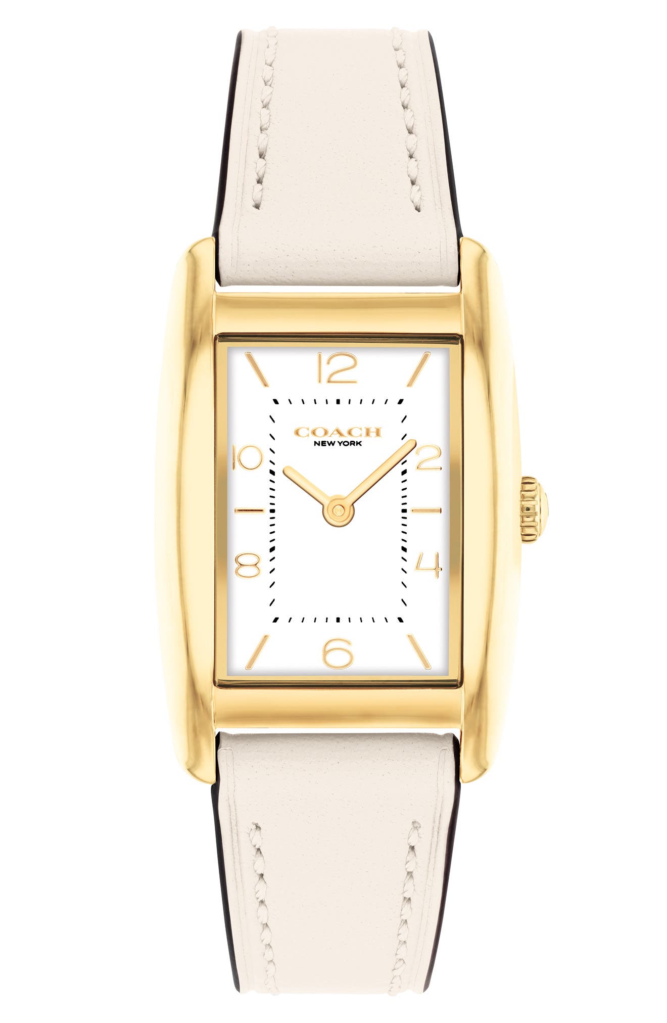 COACH Reese Rectangular Leather Strap Watch, 24mm