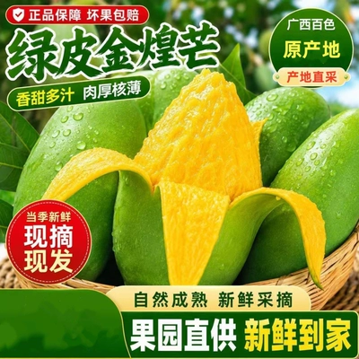 广西百色青皮金煌芒果甜心芒3/9斤新鲜现摘水果肉小多汁5香蕉当季