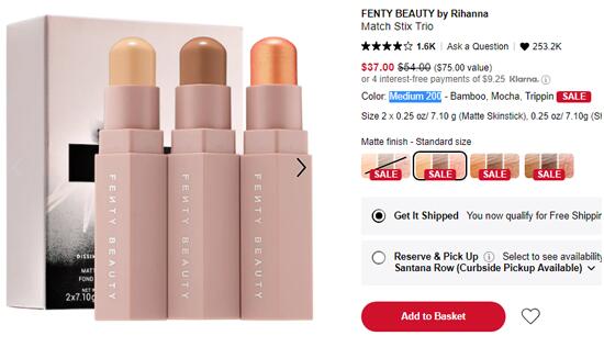 Medium 0补货 Fenty Beauty 蕾哈娜多用修容三件套组 价值 75 折后 37 拔草哦