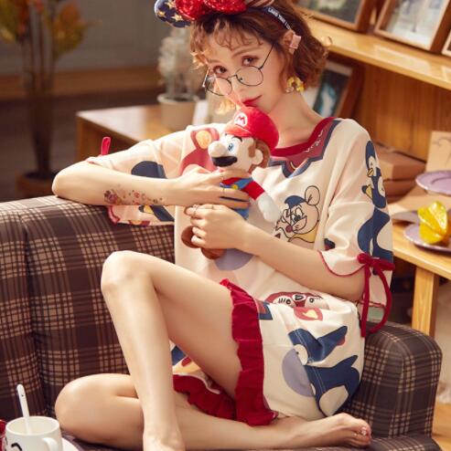 29.9元包邮！雅模派对 夏季纯棉睡衣2件套