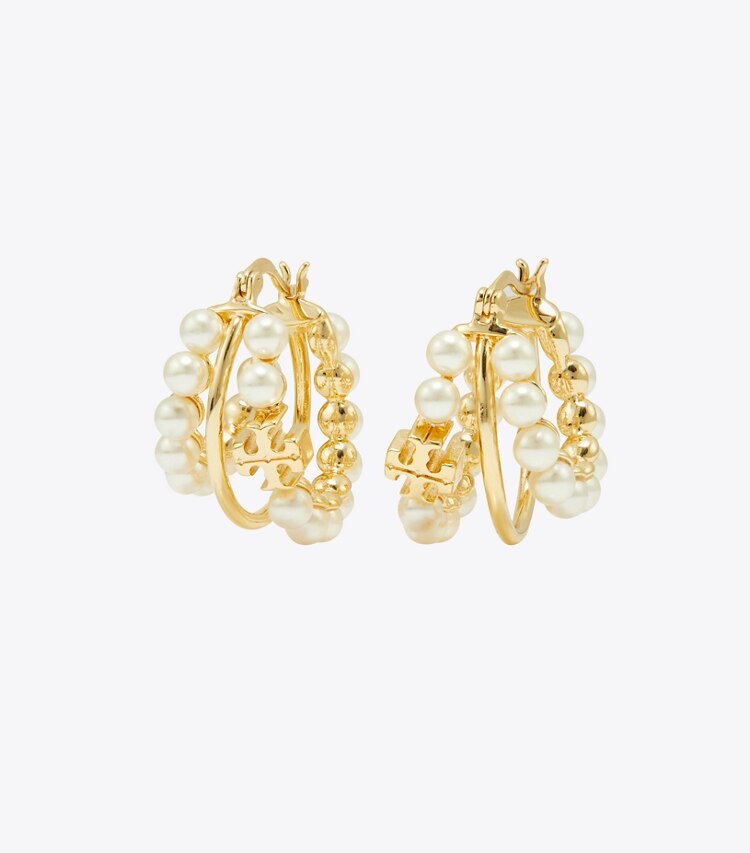 tory burch Kira Multi Hoop Pearl Earring