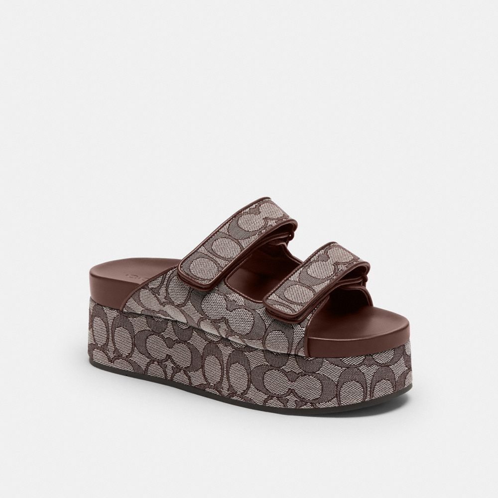 coach two band platform slide in signature jacquard CBN26-S8W