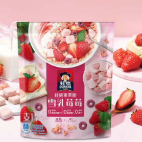 78.16元！桂格甜品麦果脆 雪乳莓莓305g*3件（赠简爱 0%蔗糖酸奶135g*12杯）