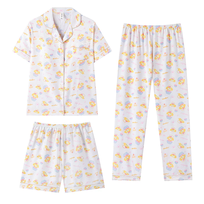 夏季胸垫开衫女家居服套装可外穿