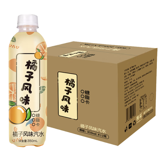 【有券的上】【史低价】14.9元包邮！秋林 大白梨汽水0糖0脂0卡350ml*12瓶
