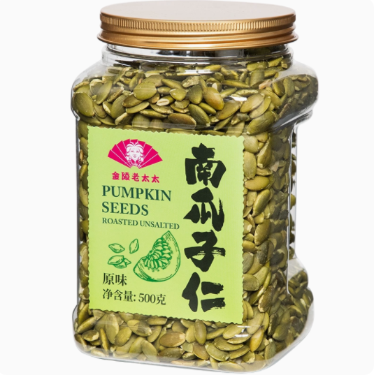29.9元包邮！金陵老太太 内蒙古AA级原味南瓜籽仁500g/罐