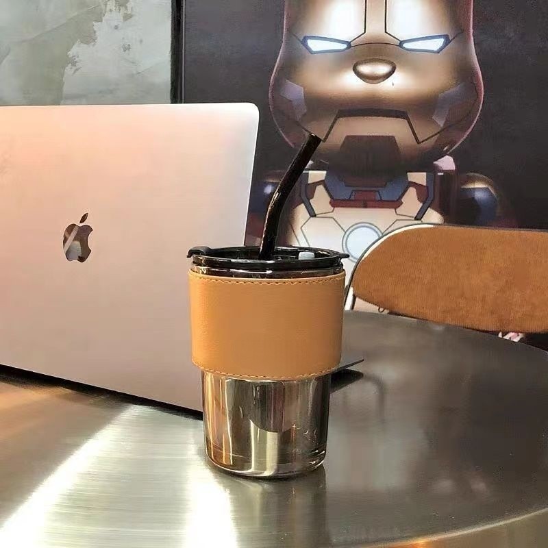 玻璃杯ins高颜值子带盖耐高温家用网红吸管杯