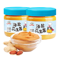 12.9元包邮！吉得利 海盐花生酱 210g*2瓶