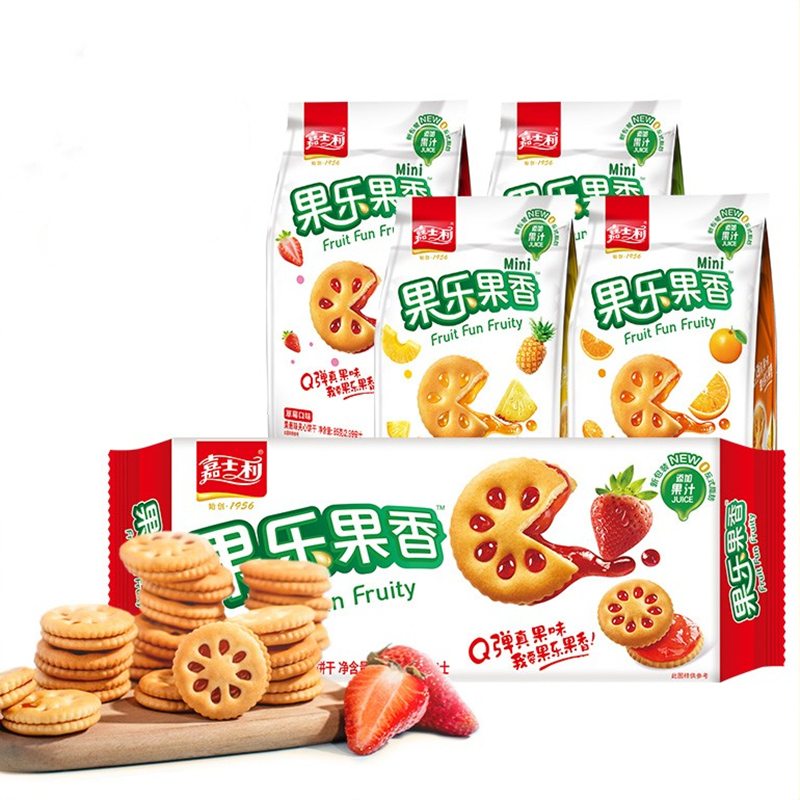 【买1送1！】果乐果香夹心饼干共85g×6袋