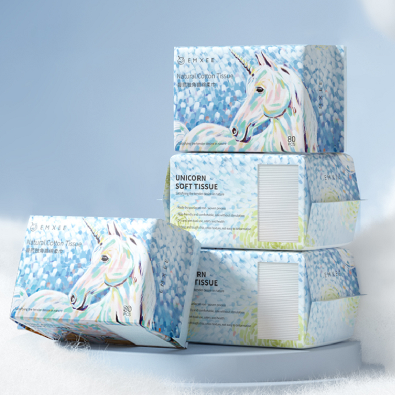 【凑单22元】嫚熙独角兽绵柔巾80抽×4包