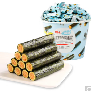 23.9元包邮！百草味 海苔肉松卷桶 400g*1