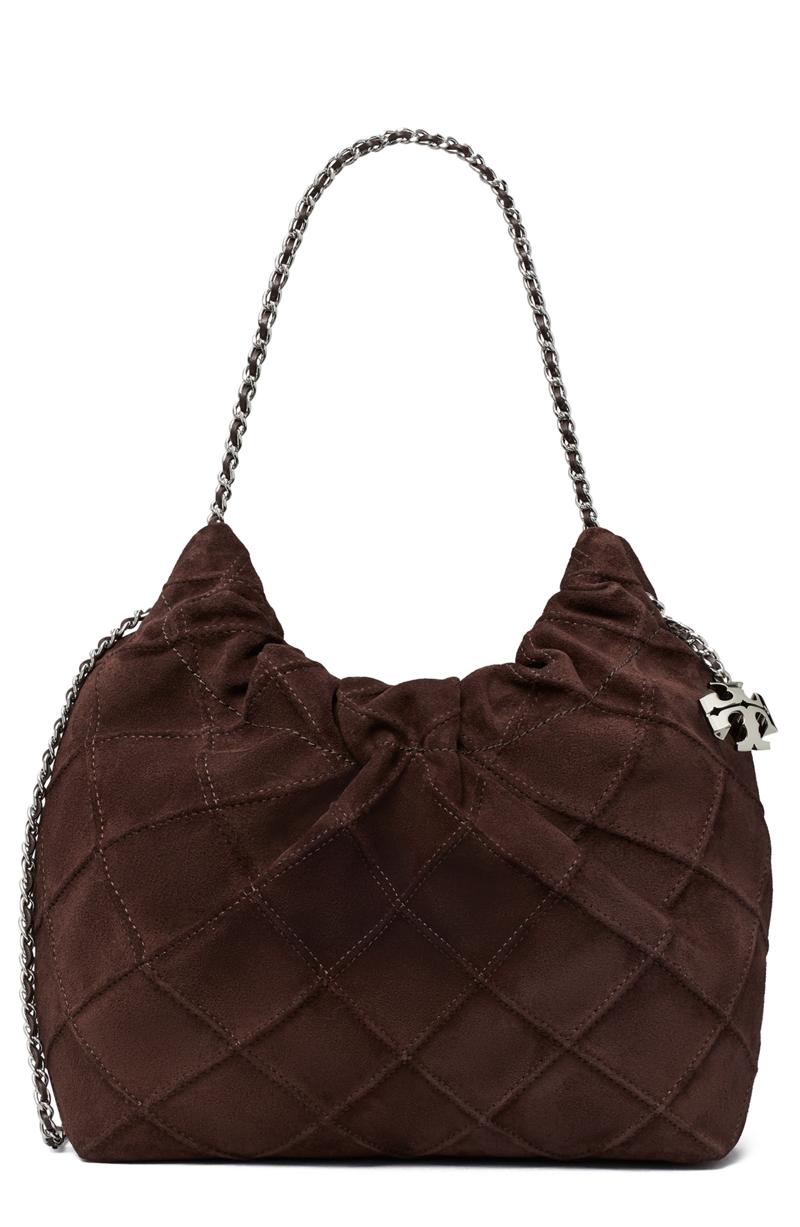Tory Burch Fleming Suede Mini Hobo汤丽柏琦流浪包 Licorice