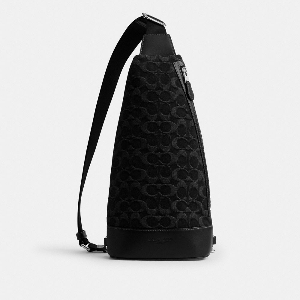 coach dominic sling pack in signature denim CAJ63-SV/BK