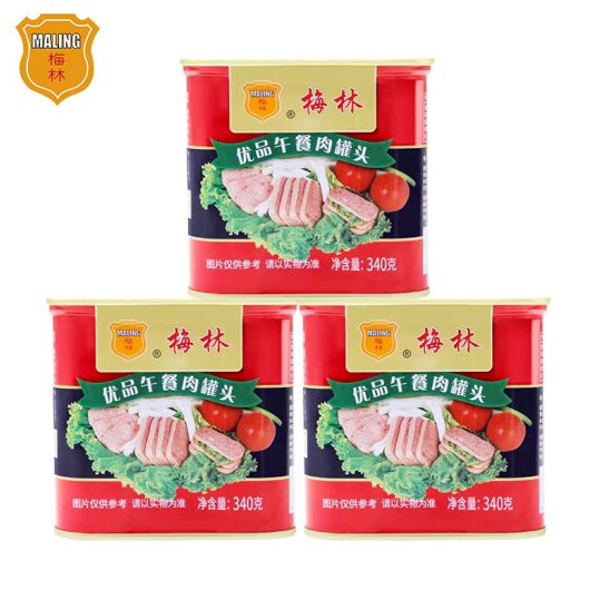 35.9元包邮！梅林 优品午餐肉火锅搭档 340g*3罐