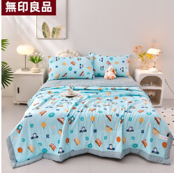 79元包邮！无印良品  水洗棉印花夏被200*230cm