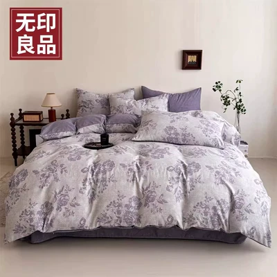 【无印良品】A类加厚高克重原麻复古亚麻四件套印花款床上用品-11