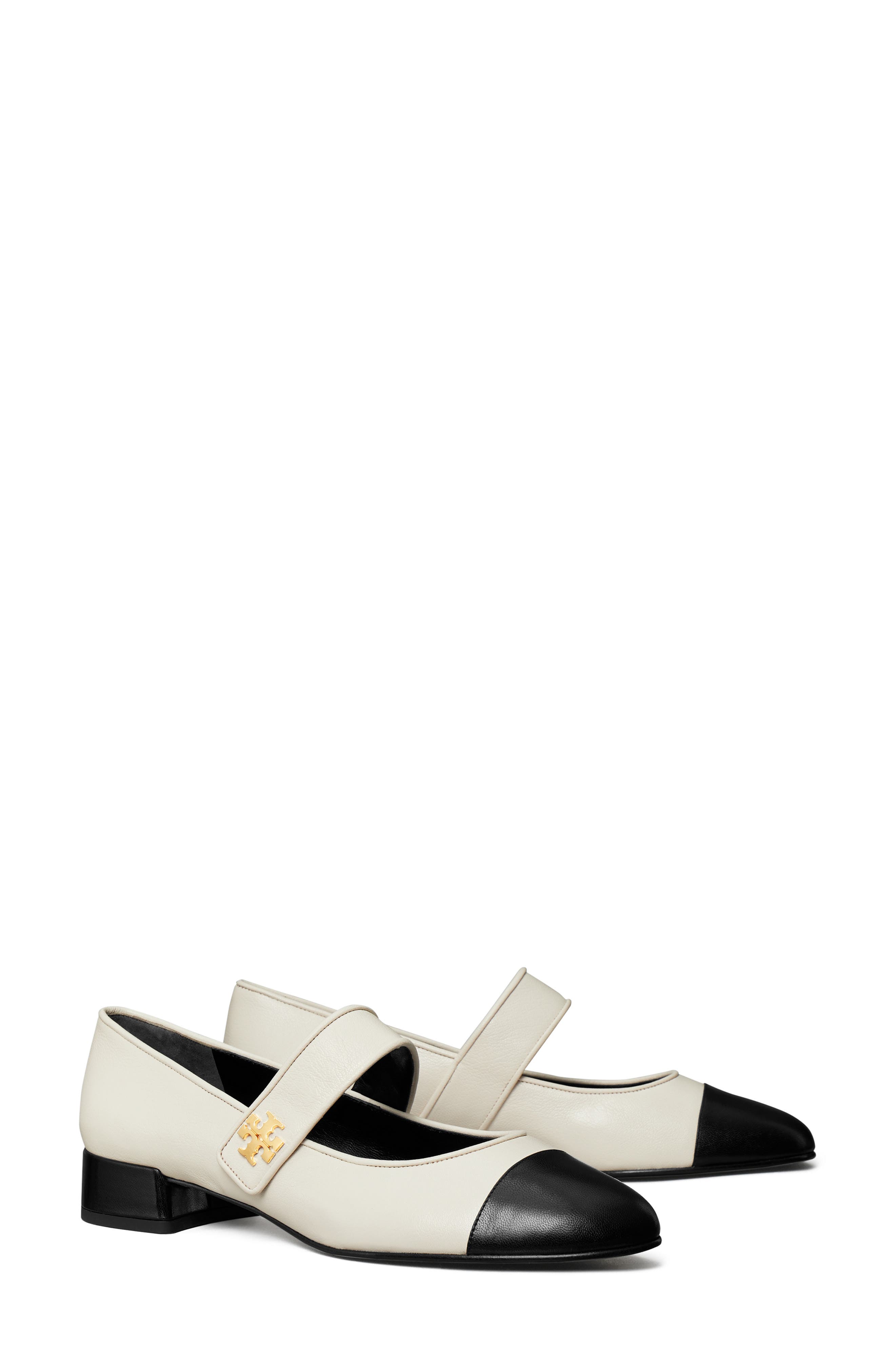 Tory Burch Cap Toe Mary Jane 汤丽柏琦平底鞋 Light Cream / Perfect Black 8.5 M