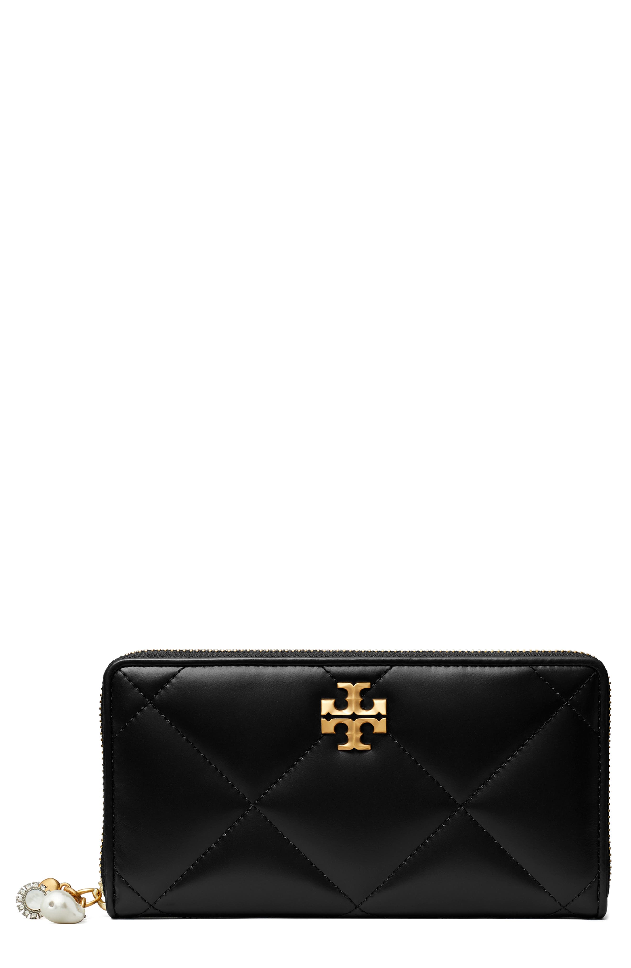 Tory Burch Kira Diamond Quilted Charm Zip Wallet