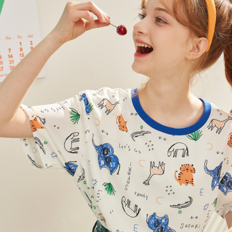 【拍两件】库恩玛维雪纺印花短袖多款可选