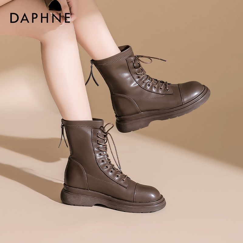 【JD旗舰店】达芙妮（DAPHNE） 潮酷马丁靴