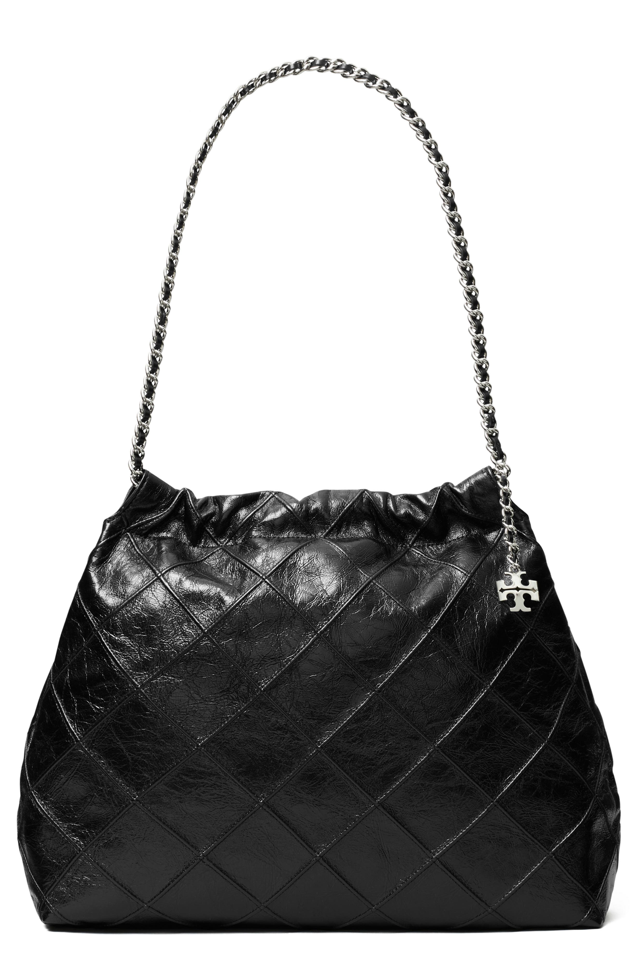 Tory Burch Fleming Distressed Quilted Leather Hobo 汤丽柏琦流浪包