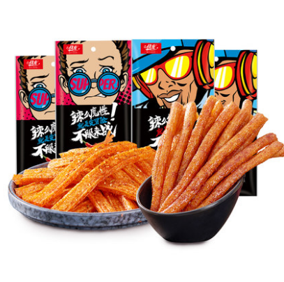 8.9元包邮！佳龙 经典大面筋辣条70g*5包