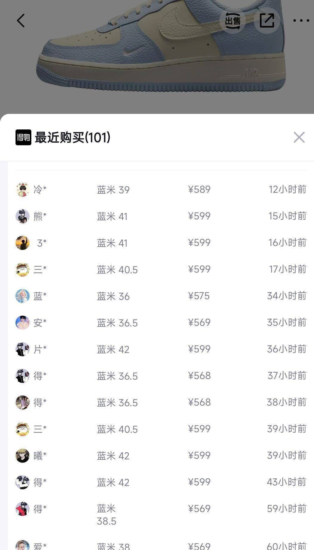 耐克蓝色AF1 到手价459元