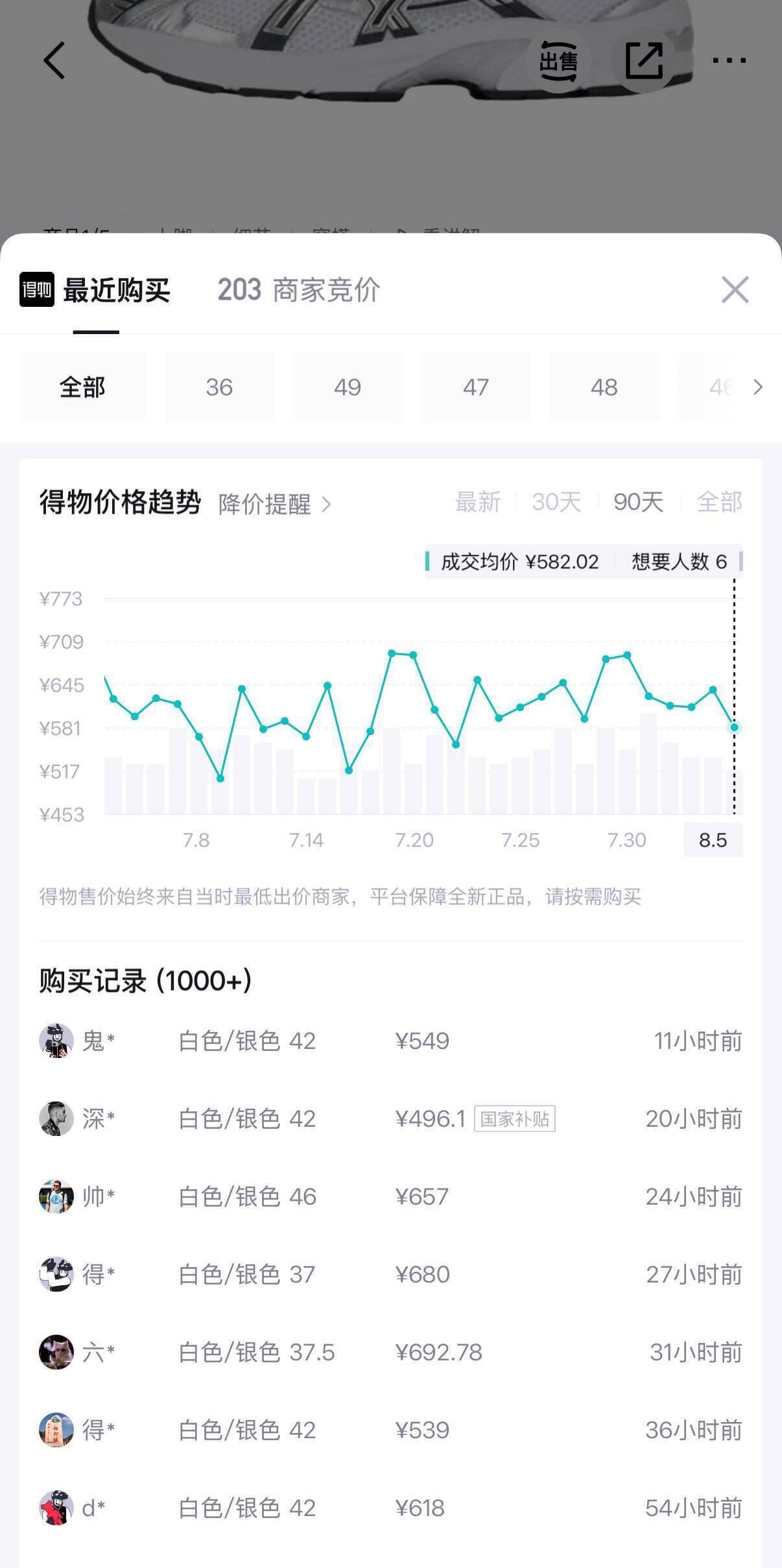 亚瑟士Gel-1130运动鞋消费券到手440元