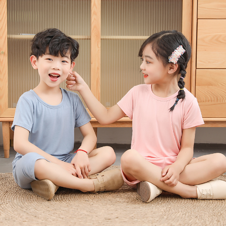 14.9元包邮！猴猴兔 男女童莫代尔短袖两件套