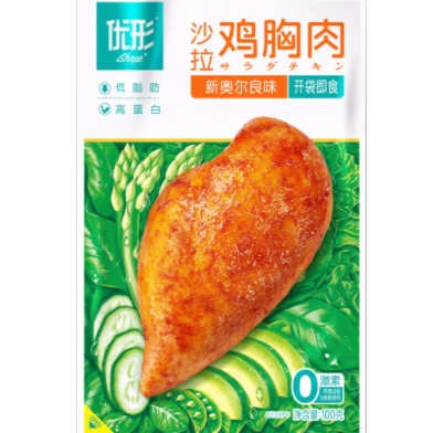 69.9元包邮！优形 即食低脂鸡胸肉 奥尔良*2烧烤*2烟熏*1辣椒炒肉*1麻辣小胸*4