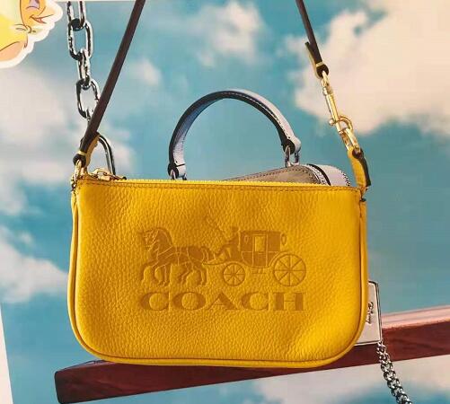 再降价coach蔻驰nolita19马车款麻将包黄色