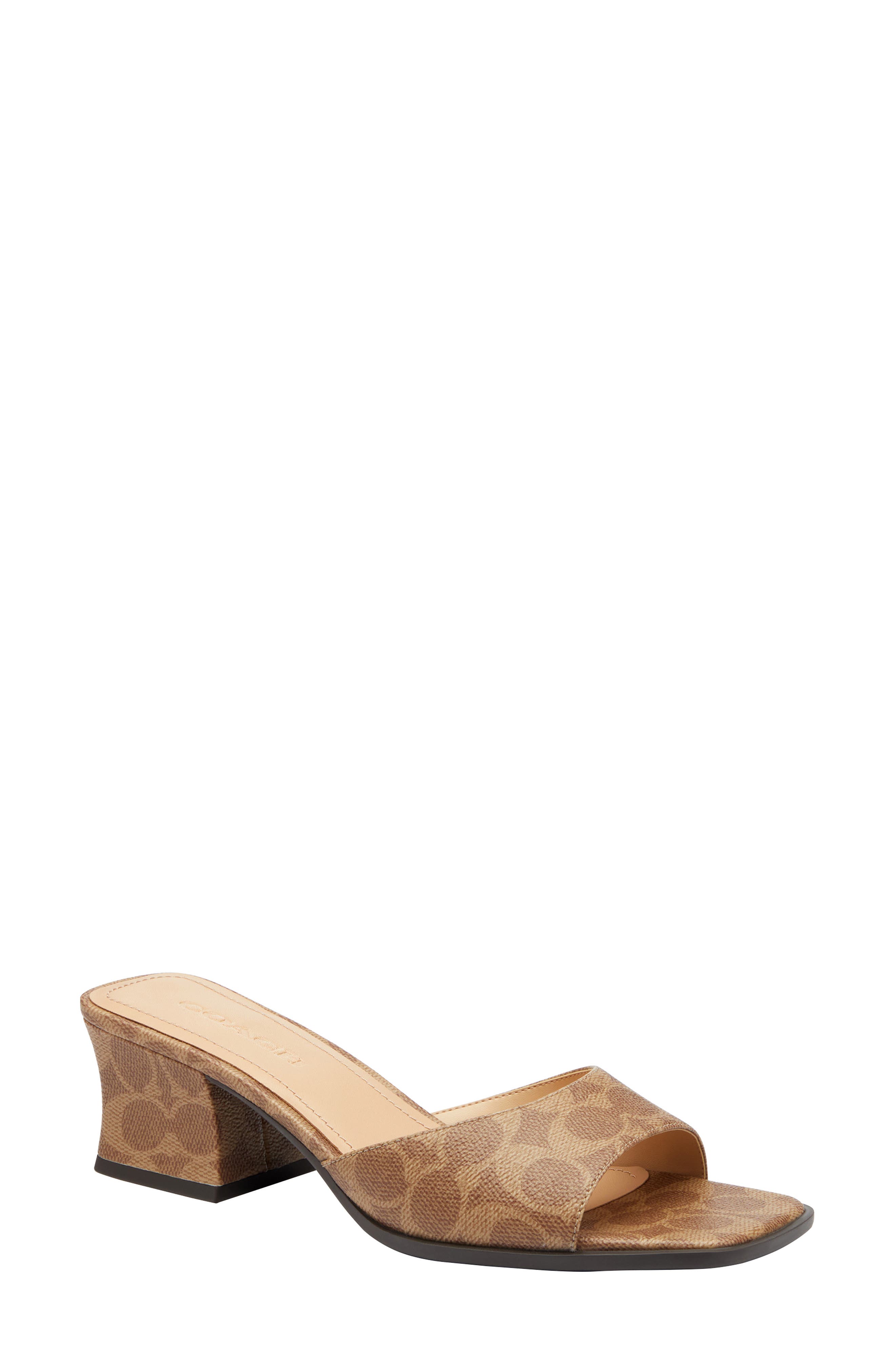 COACH Sculpted C Block Heel Sandal