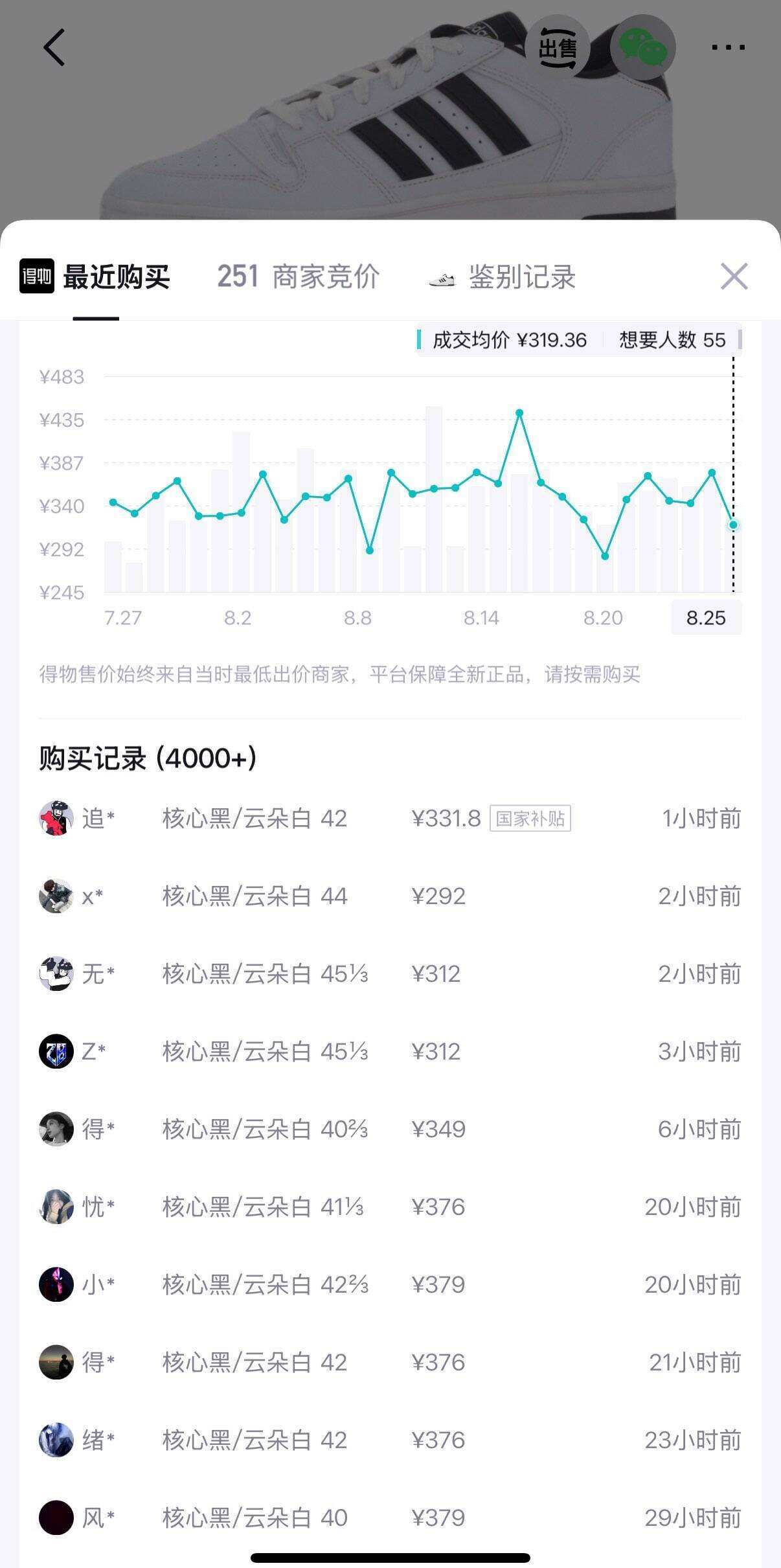 阿迪达斯板鞋JR3249：双倍礼金叠加到手价278元