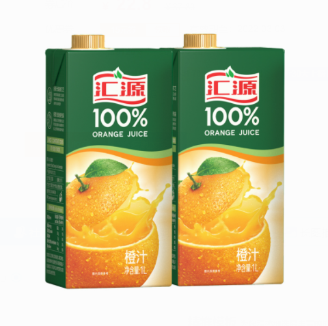 19元包邮！汇源 浓缩百分百果汁1L*2盒