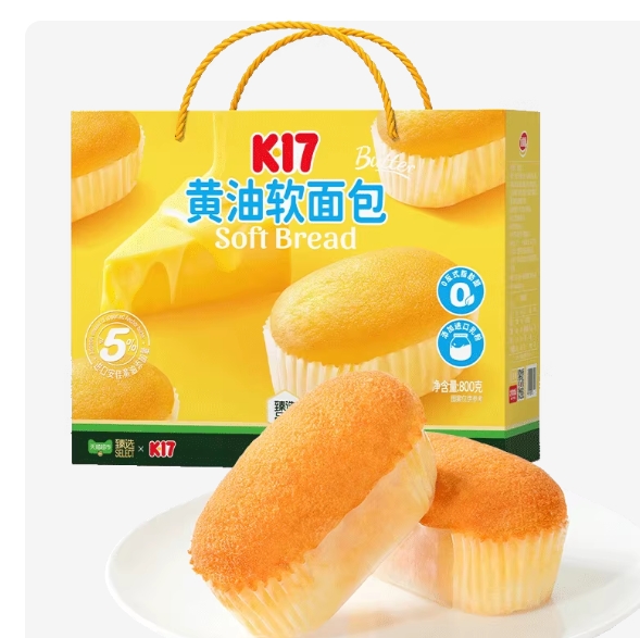 14元包邮！达利园K17黄油软面包800g