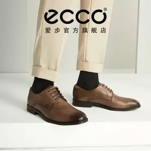 ECCO爱步Melbourne墨本系列男子牛津布系带真皮皮鞋621634 棕色