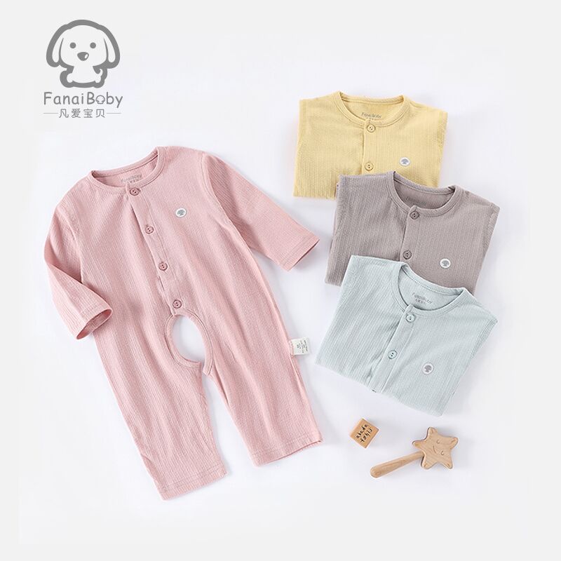 婴儿春夏纯棉长袖哈衣连体衣空调服