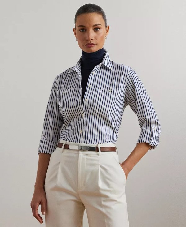 Lauren Ralph Lauren 条纹棉衬衫