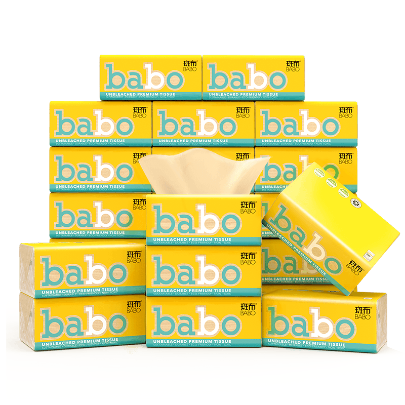 斑布竹浆本色家用竹纤维抽纸100抽20包