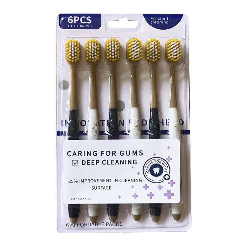 Jepoo 宽头软毛牙刷 6 支装到手仅 0.99 元
