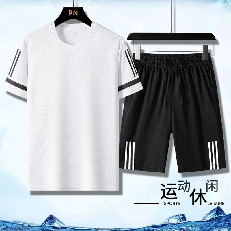 男士夏季速干运动套装短袖T恤短裤健身跑步训练服两件套健身服2