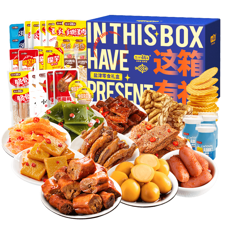 盐津铺子香辣鸭脖零食礼盒1020g