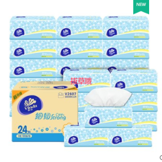 36.95元包邮！维达细韧抽纸3层100抽24包（返10元猫卡）