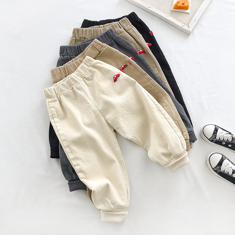 春秋装收脚儿童卡通刺绣长裤