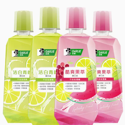 37.9元包邮！好来 果萃青柠漱口水(洁白青柠500ml*2+酷爽果萃500ml*2)