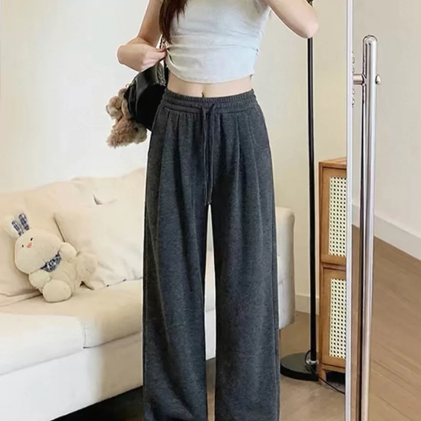 糯米裤慵懒感软糯百搭高腰垂感阔腿裤显瘦XX