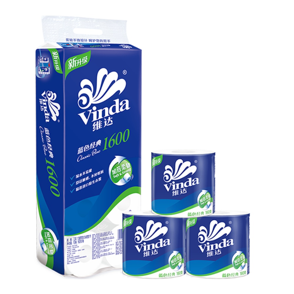维达蓝色经典有芯卷纸4层160克10卷纸