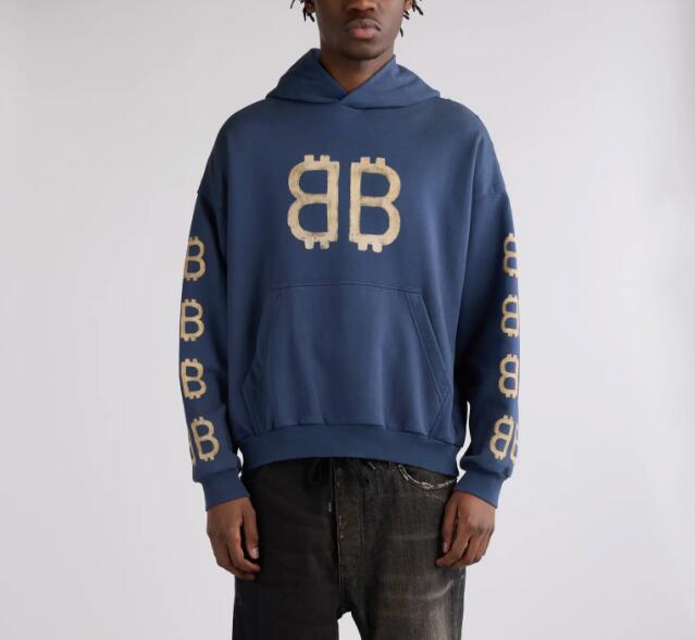 Balenciaga蓝色连帽卫衣5折优惠