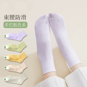 袜子女春秋款中筒袜防臭7A黑白色运动中筒棉袜多巴胺色系短袜