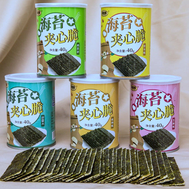 芝麻海苔夹心脆片儿童孕妇即食海苔零食罐装